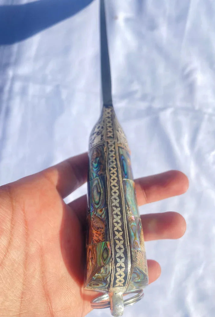 A set of Gold and Silver work Peshkabz with Damascus Blade - SRI ASDHUJ