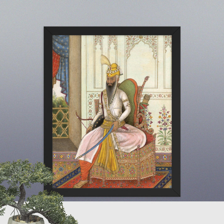An illustration of Maharaja Ranjit Singh - Framed Print - SRI ASDHUJ