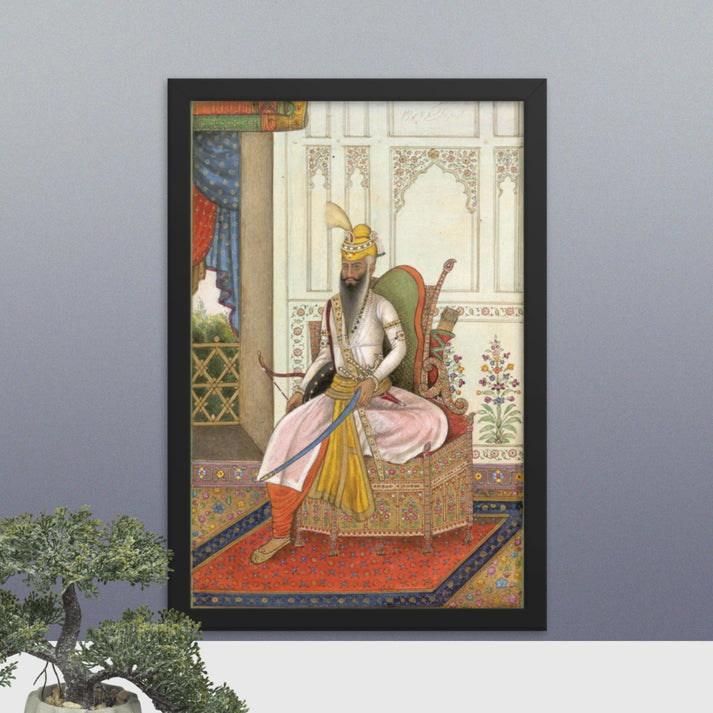 An illustration of Maharaja Ranjit Singh - Framed Print - SRI ASDHUJ