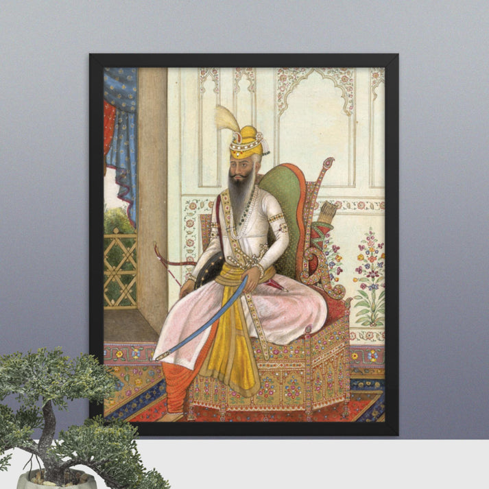 An illustration of Maharaja Ranjit Singh - Framed Print - SRI ASDHUJ