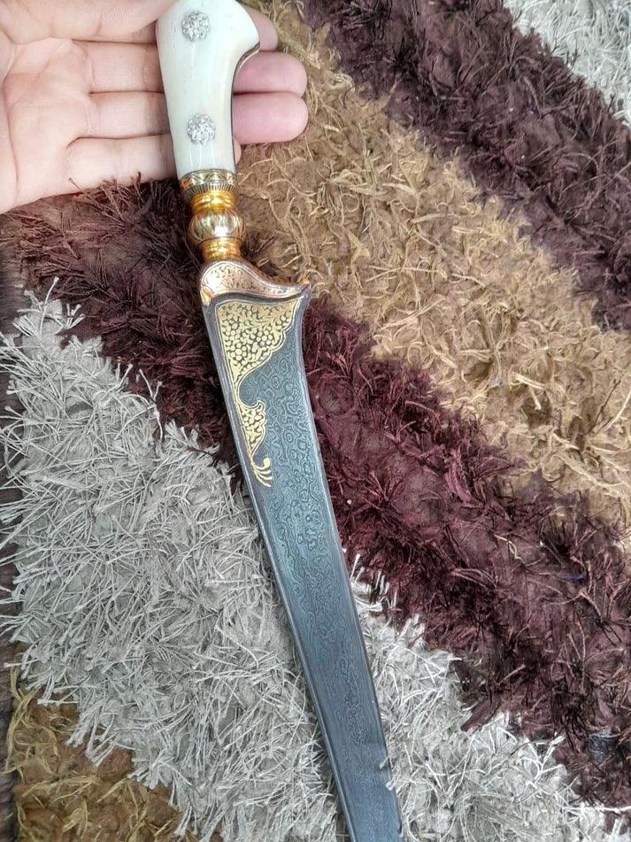 Damascus Peshkabz with Gold Koftgari - SRI ASDHUJ