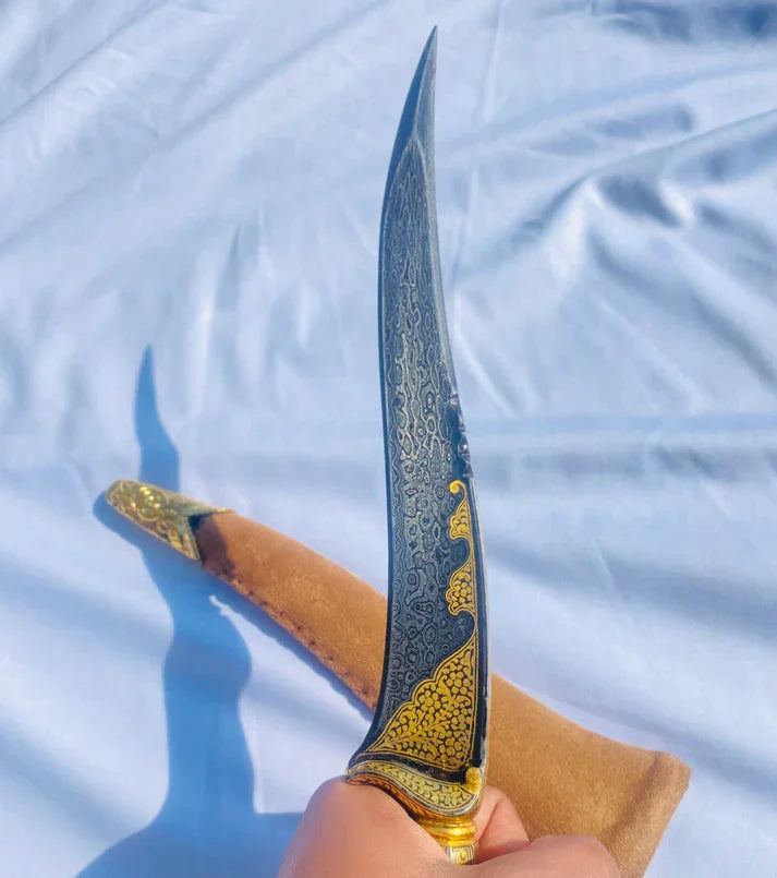 Damascus Peshkabz with Gold Koftgari Work - SRI ASDHUJ
