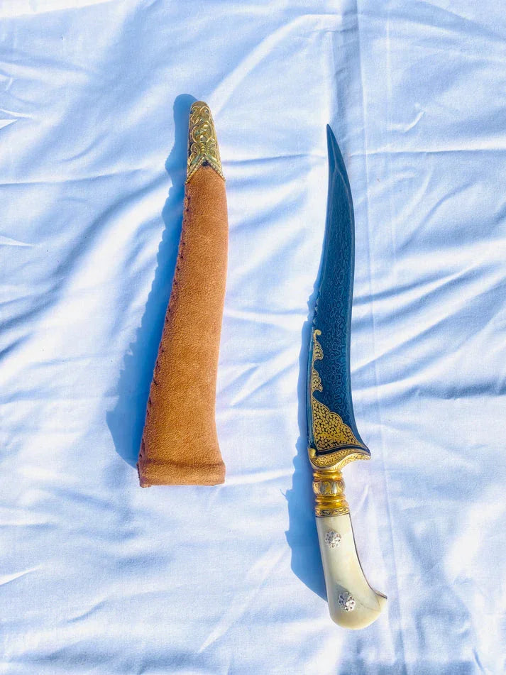 Damascus Peshkabz with Gold Koftgari Work - SRI ASDHUJ