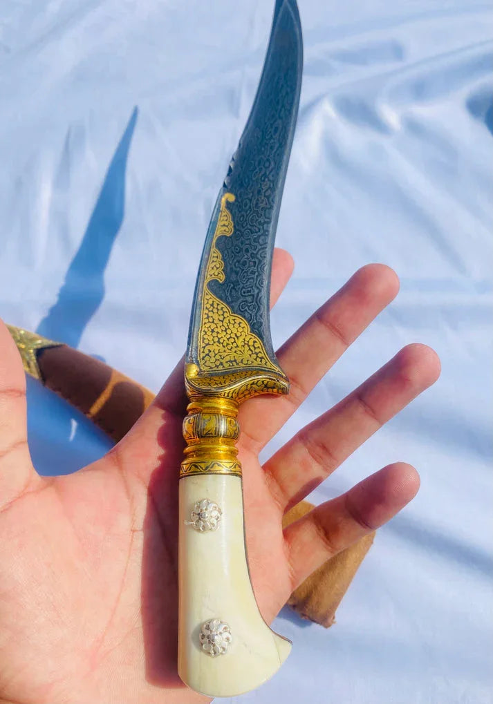 Damascus Peshkabz with Gold Koftgari Work - SRI ASDHUJ
