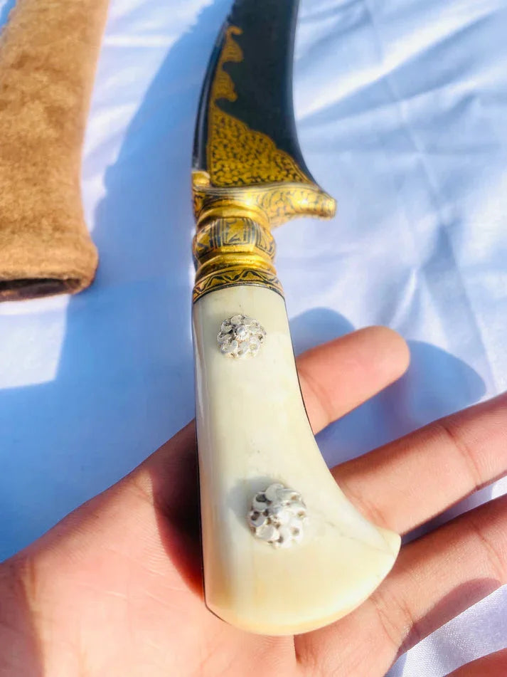 Damascus Peshkabz with Gold Koftgari Work - SRI ASDHUJ