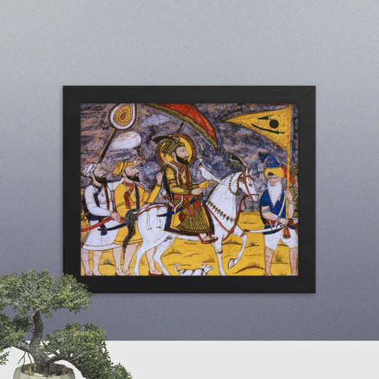 Guru Gobind Singh with followers (Framed Print) - SRI ASDHUJ