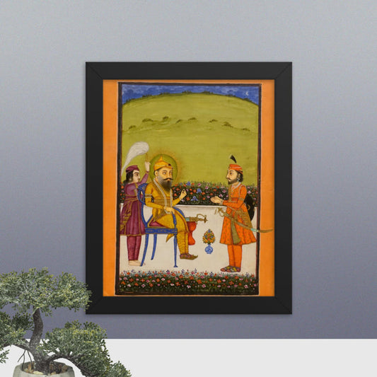 Maharaja Ranjit Singh seated on terrace(Framed print) - SRI ASDHUJ