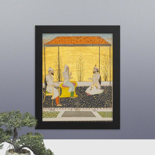 Maharaja Ranjit Singh seated with Dhian Singh and Kharak Singh- Framed Print - SRI ASDHUJ
