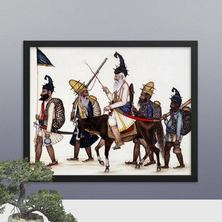 Sikh Akalis on the March - Framed Print - SRI ASDHUJ